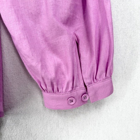 UNIVERSAL STANDARD Aix Linen Button Up Button Up Women Medium Pink Long Sleeve - Picture 11 of 16